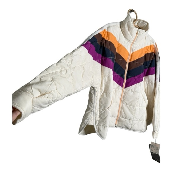 Free People X Hatch Printed Puffer Jacket in Ivory Chevron Combo NEW $248 Pippa - Picture 11 of 16